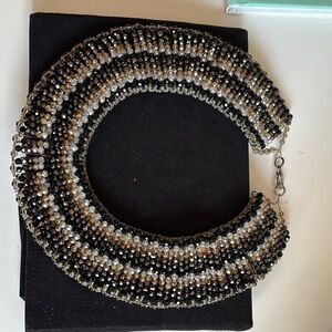 Elegant Black, Brown and Gold collar necklace is a show stopper.